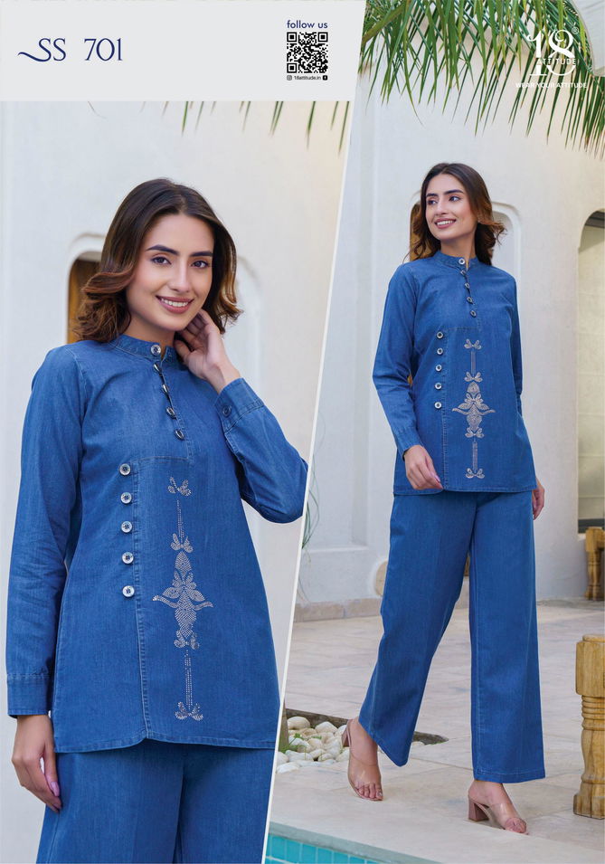 18 Attitude Sho Shaa Vol 7 Denim Cotton Western Party Wear Ladies Top With Bottom Wholesale Shop In Surat